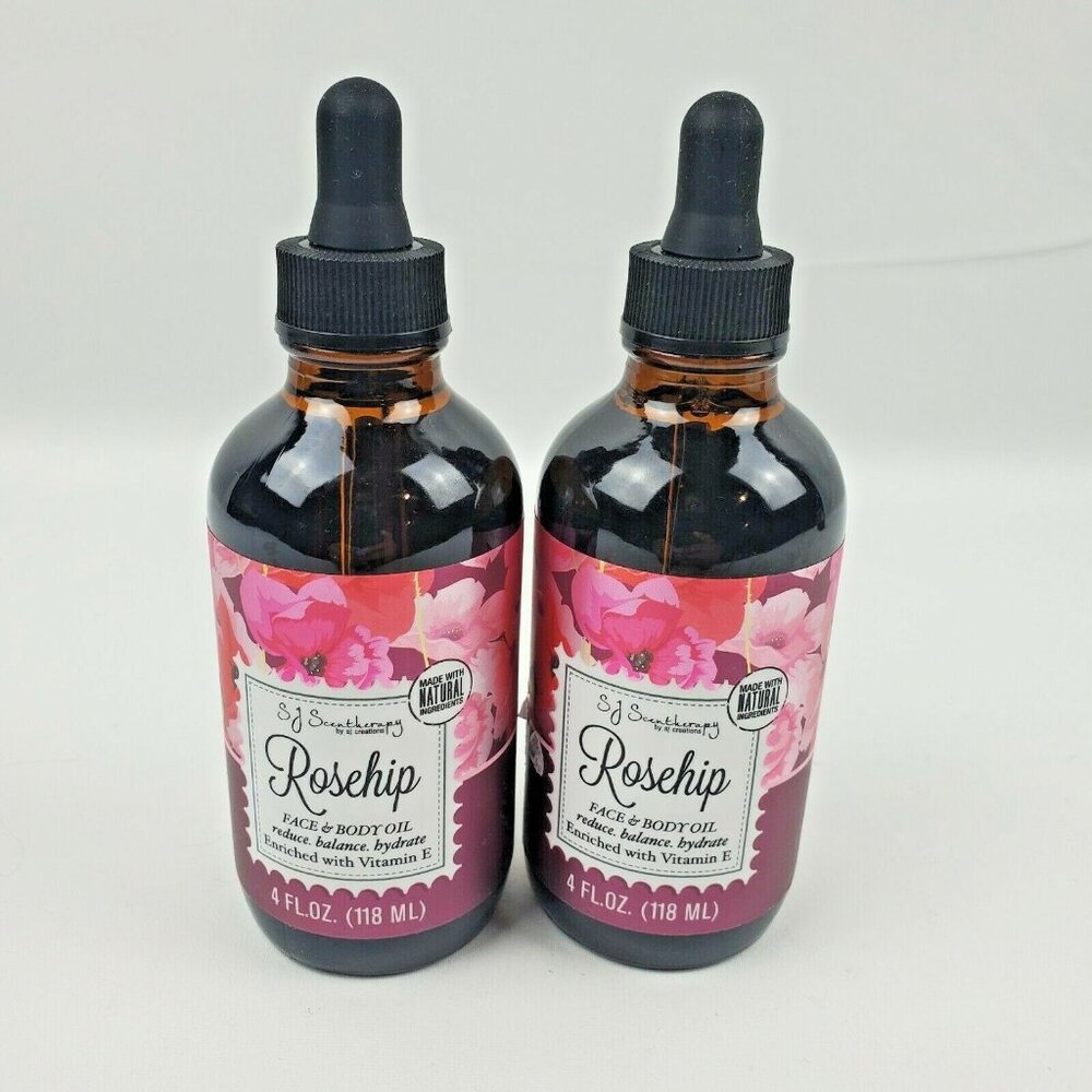 2X SJ Scentherapy by SJ Creations Rosehip Face & Body Oil With Vitamin E 4oz ea